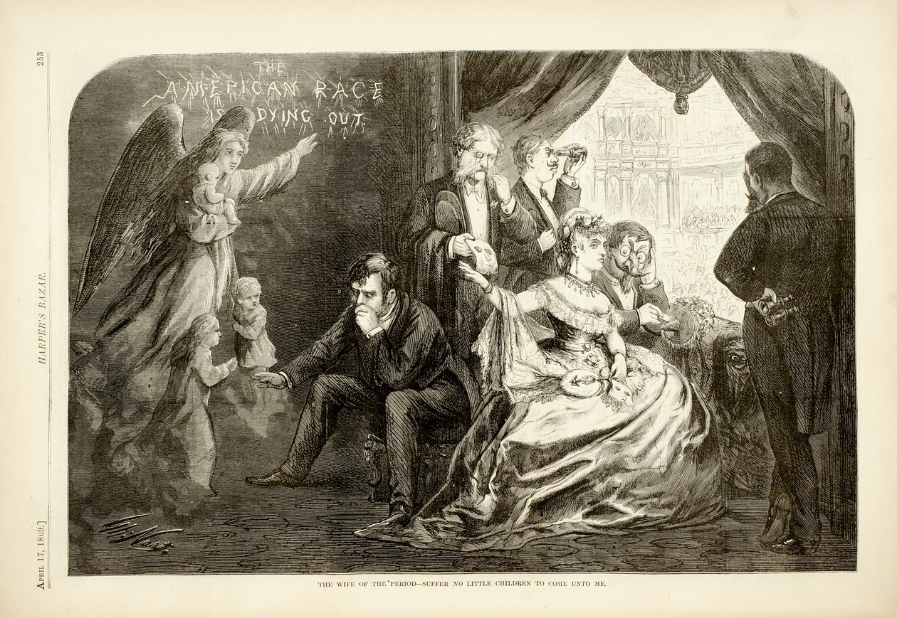 The Wife of the Period - Suffer No Little Children to Come Unto Me, 1869 by Thomas Nast
