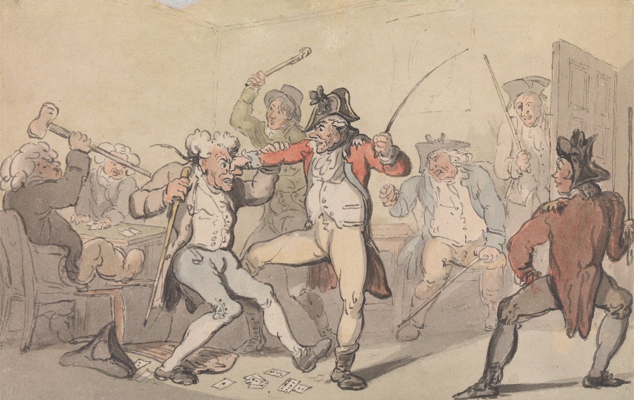 A Black Leg Detected Secreting Cards by Thomas Rowlandson