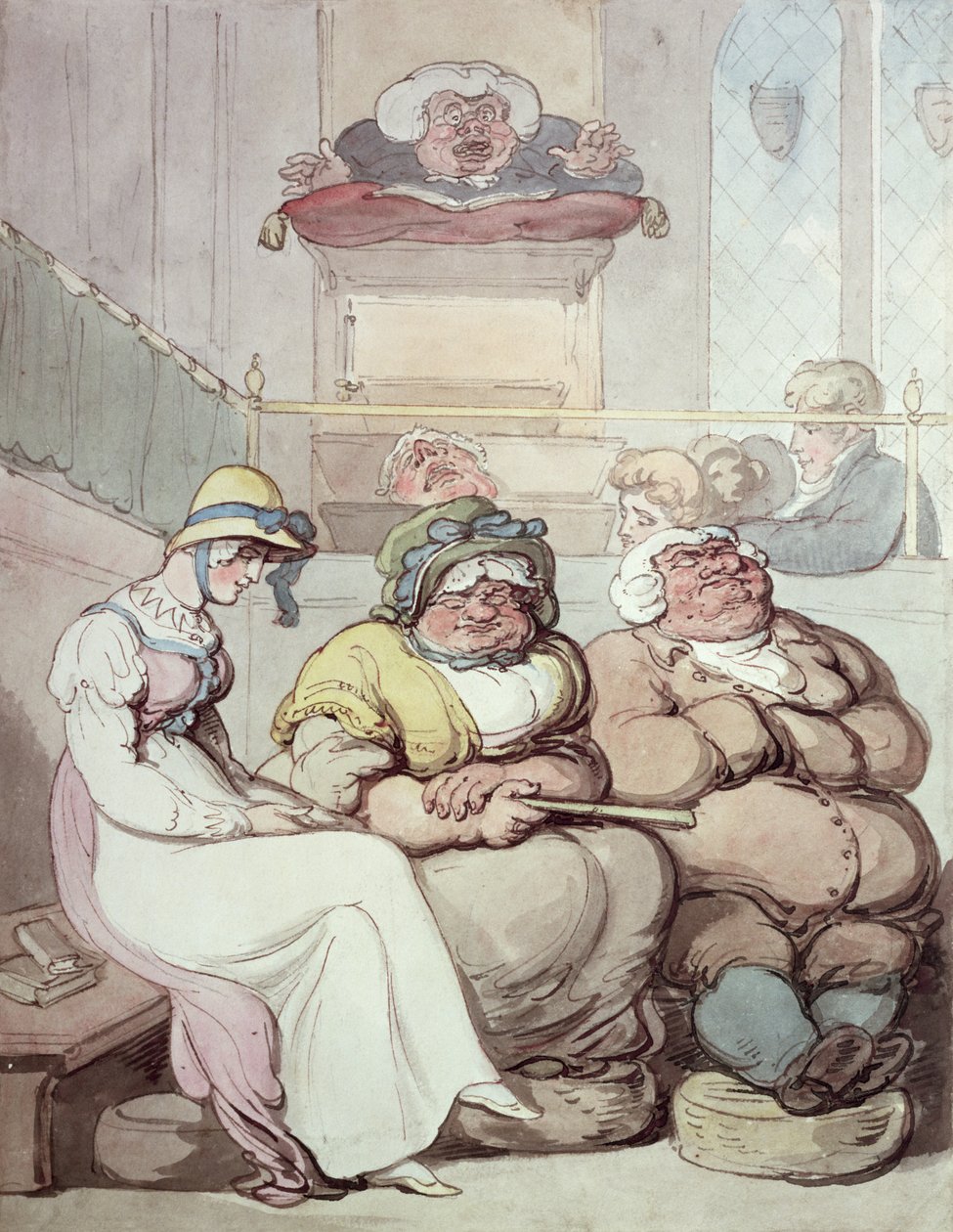A Sleepy Congregation by Thomas Rowlandson