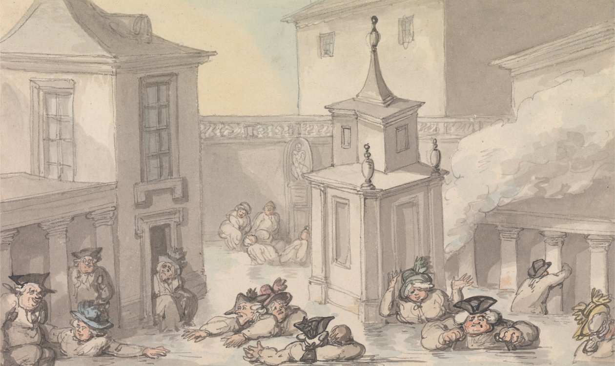 Comforts of Bath- The Bath by Thomas Rowlandson