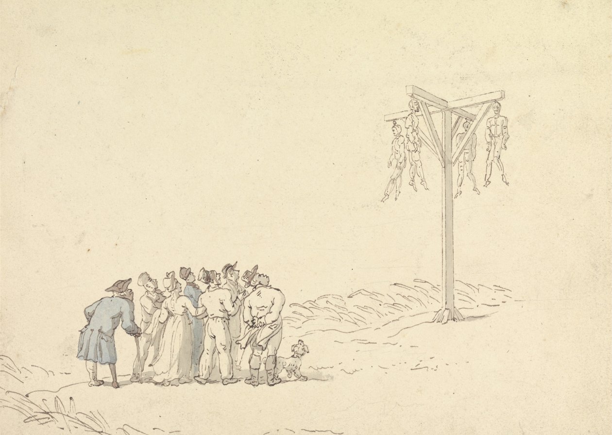 Crowd by a Gibbet by Thomas Rowlandson
