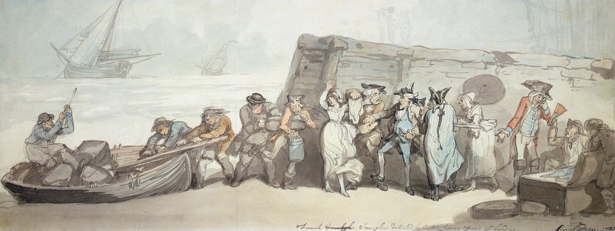 French Smugglers Detected by Custom House Officers at Landing, 1790 by Thomas Rowlandson