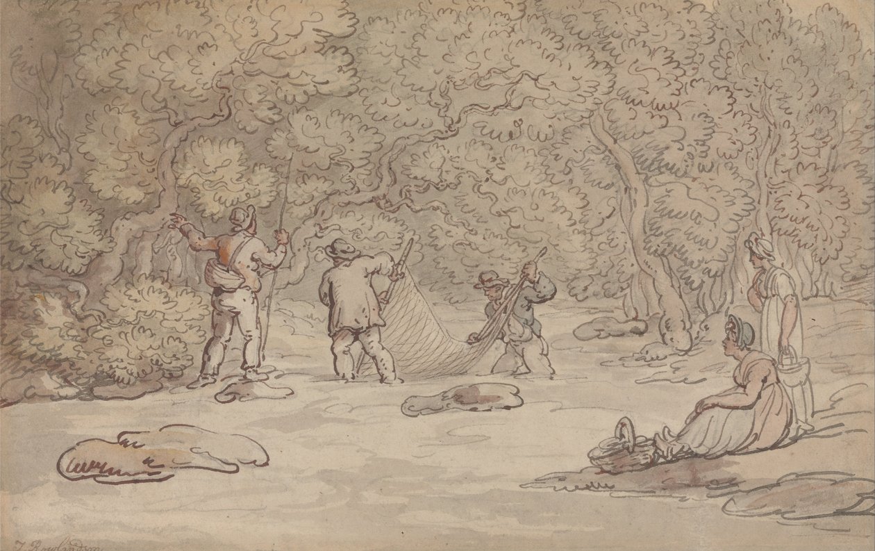 Netting a Salmon Pool by Thomas Rowlandson