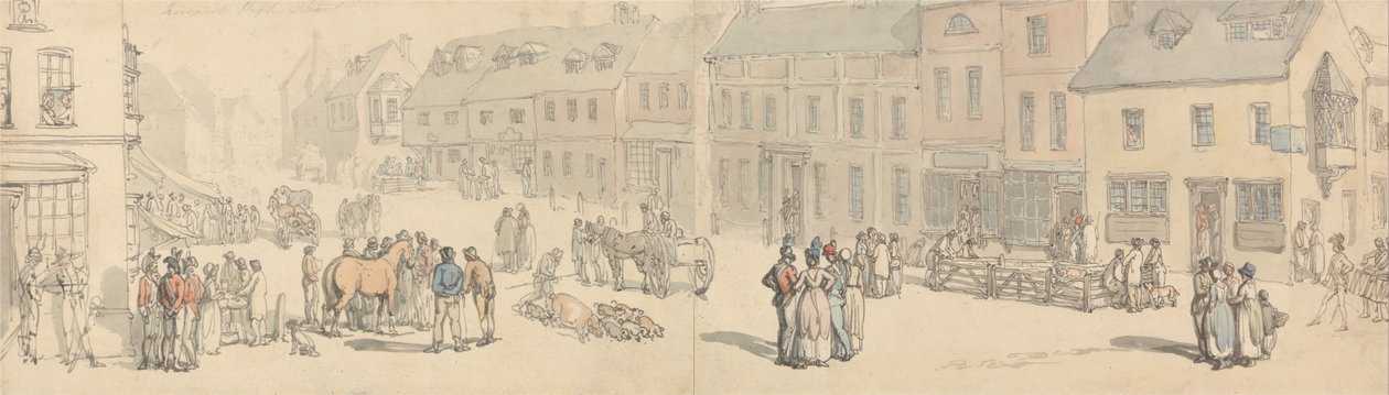 Newport High Street, Isle of Wight by Thomas Rowlandson