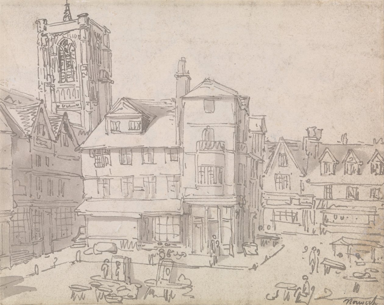 Norwich Market Place by Thomas Rowlandson