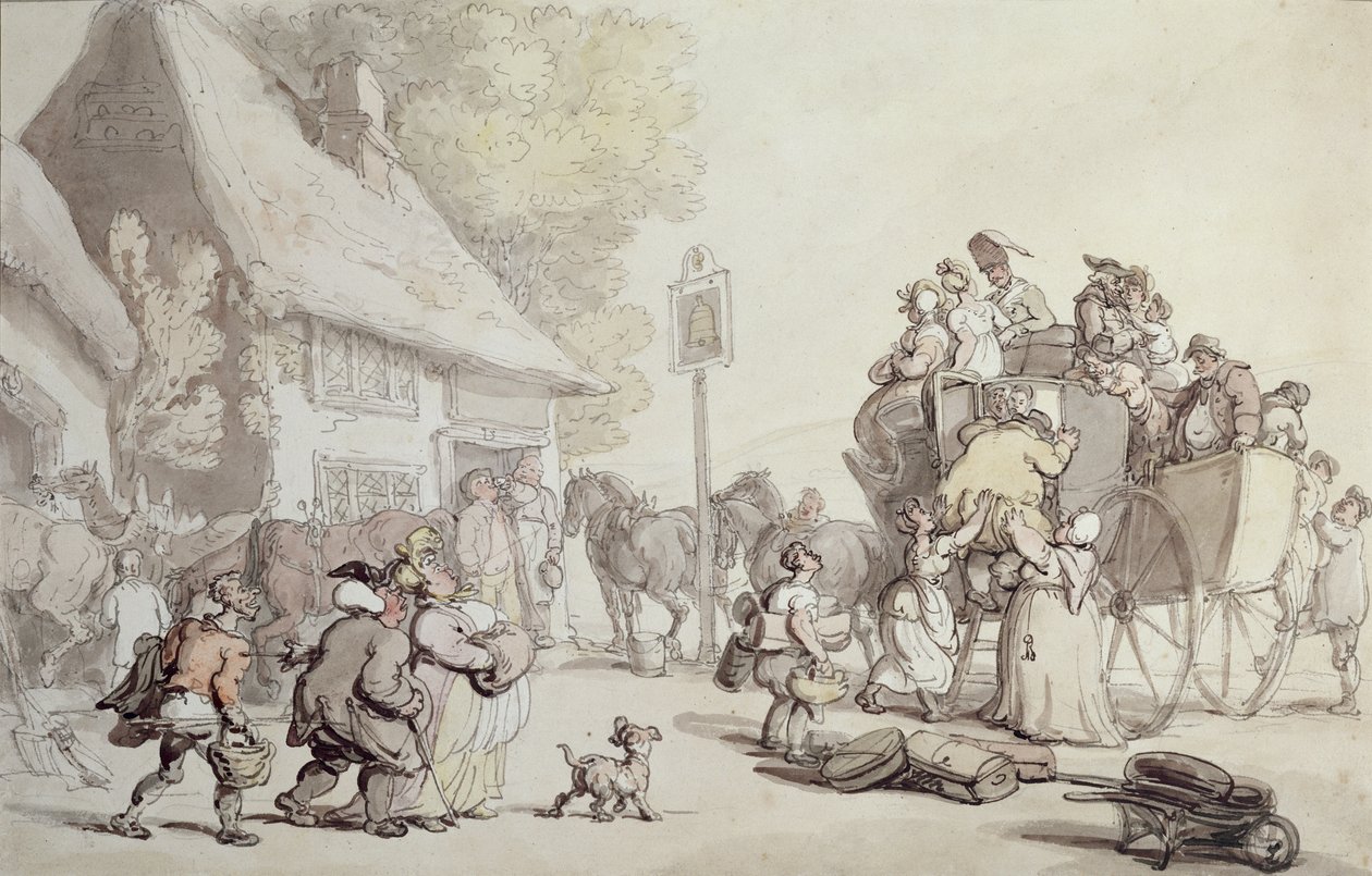 Outside the Inn by Thomas Rowlandson