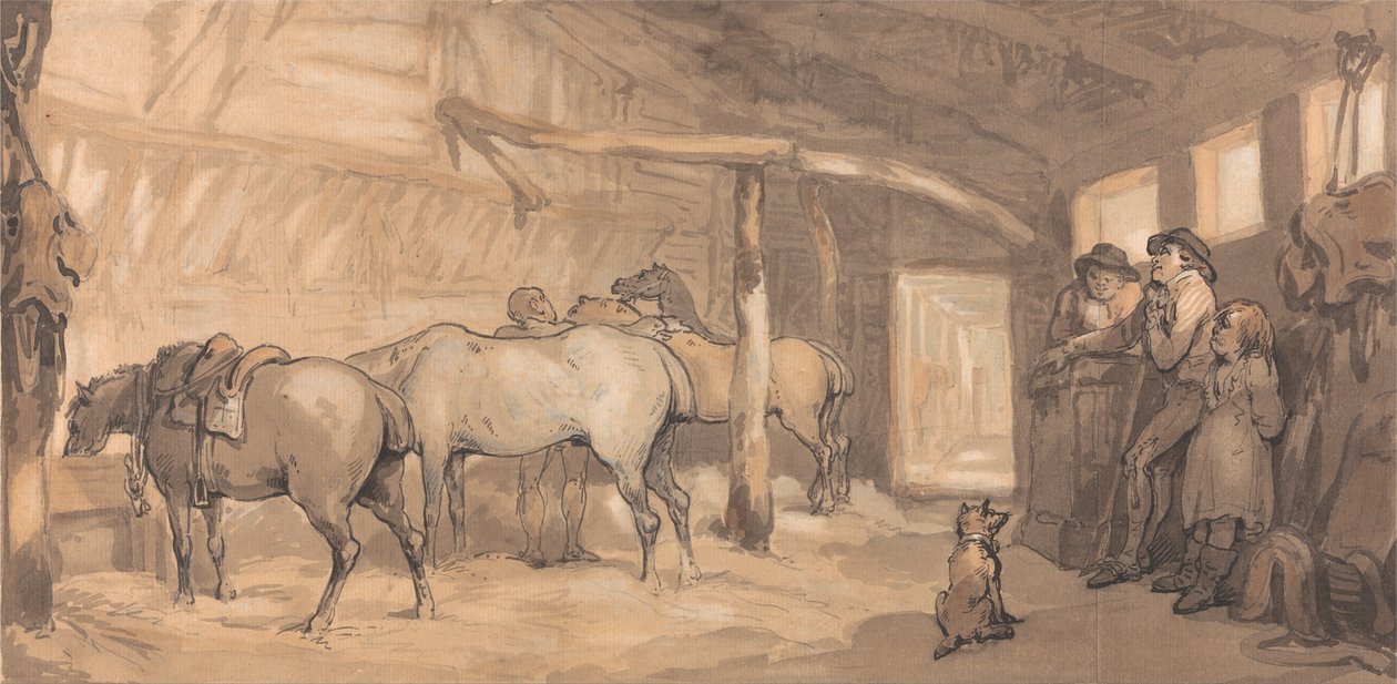 The Stable of an Inn by Thomas Rowlandson