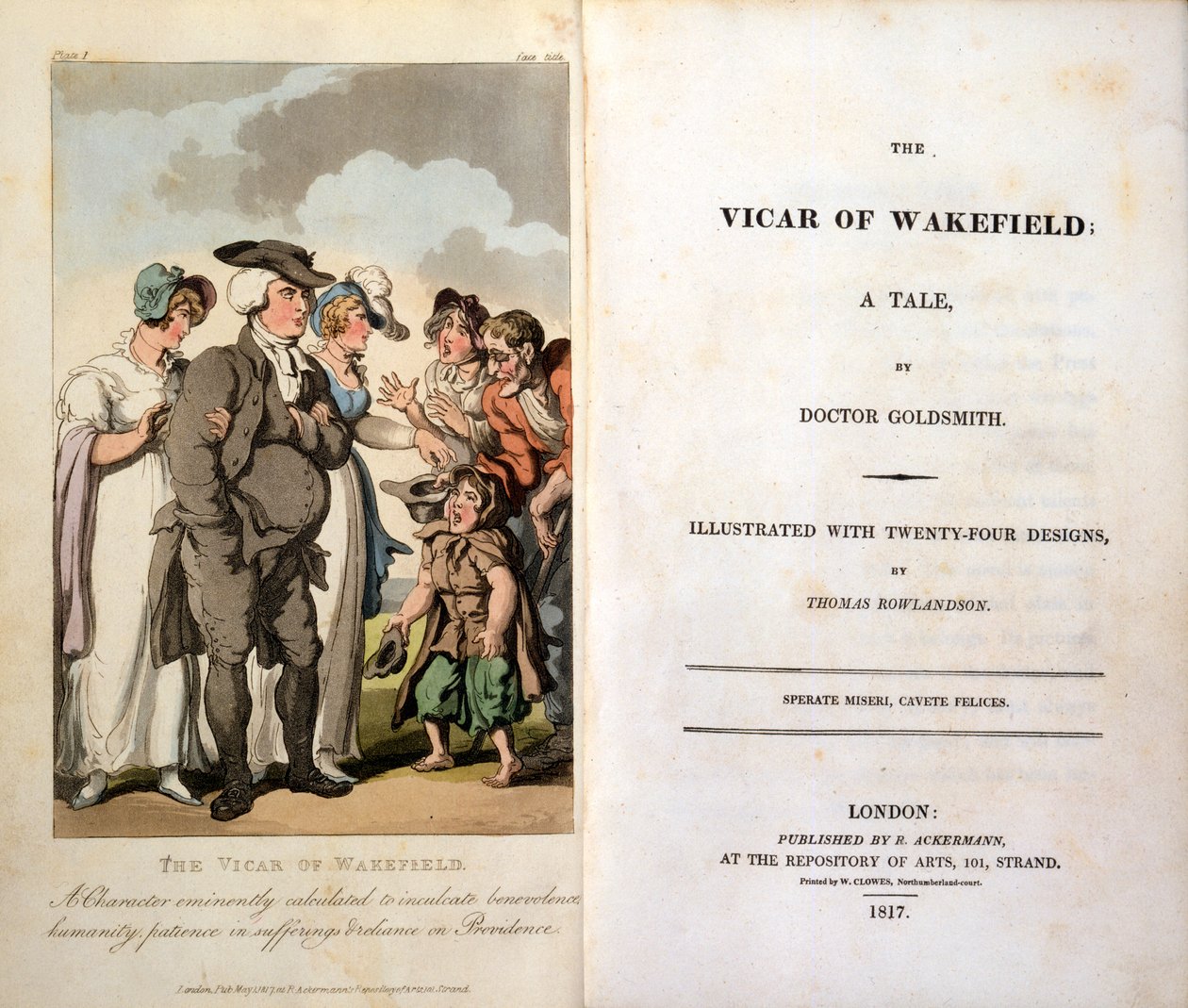 Vicar of Wakefield by Oliver Goldsmith, Frontispiece, 1817 by Thomas Rowlandson