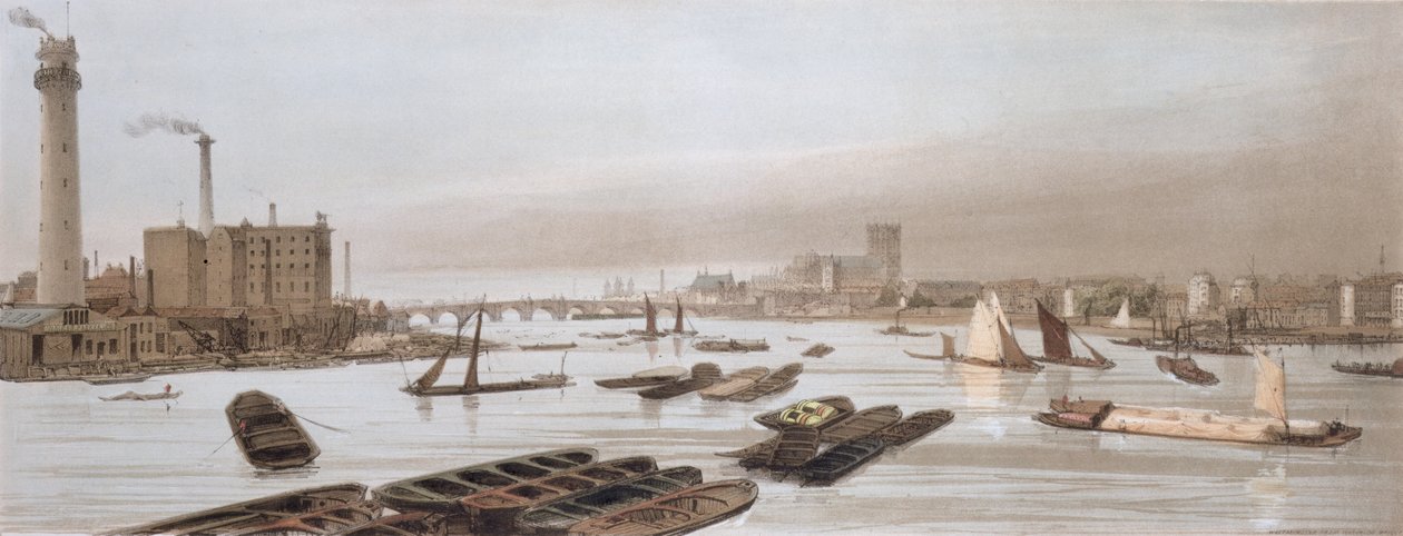 Westminster from Waterloo Bridge, incorporating the Shot Tower, from 