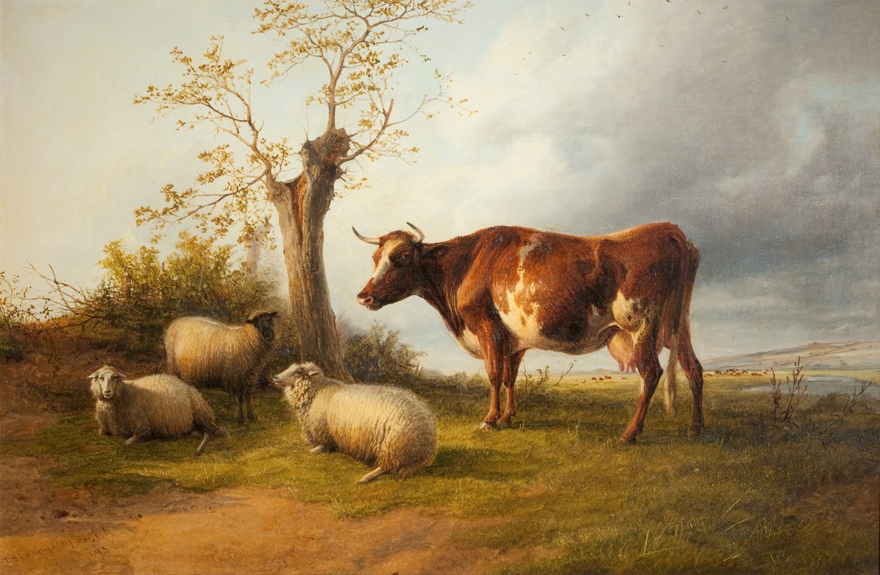 View in Stour Valley with Cow by Thomas Sidney Cooper