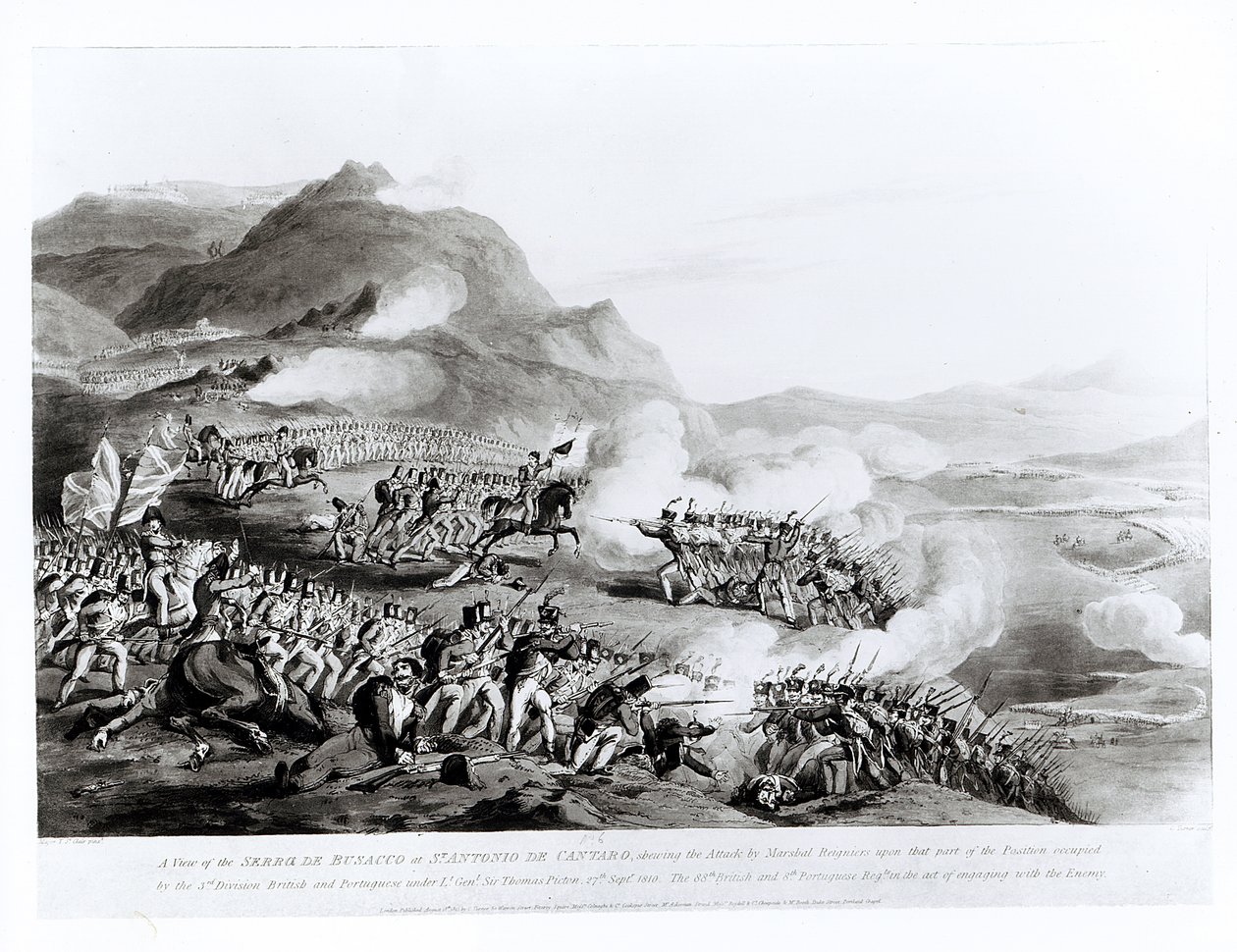 A View of the Serra de Busacco at San Antonio de Cantara showing the attack by Marshal Reigniers upon the British and Portuguese forces under Lt. General Sir Thomas Picton, 27th September 1810 by Thomas Staunton St. Clair