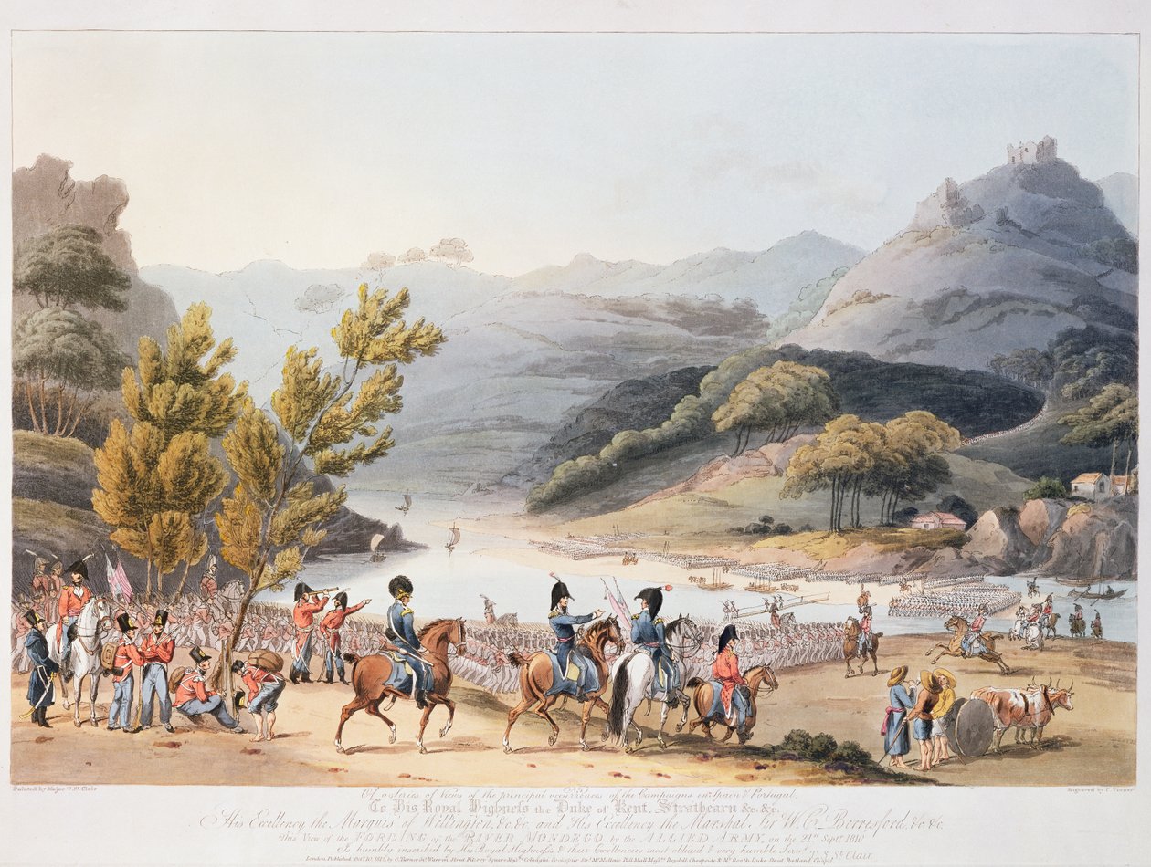 Fording of the River Mondego, engraved by C. Turner, 21st September 1810 by Thomas Staunton St. Clair