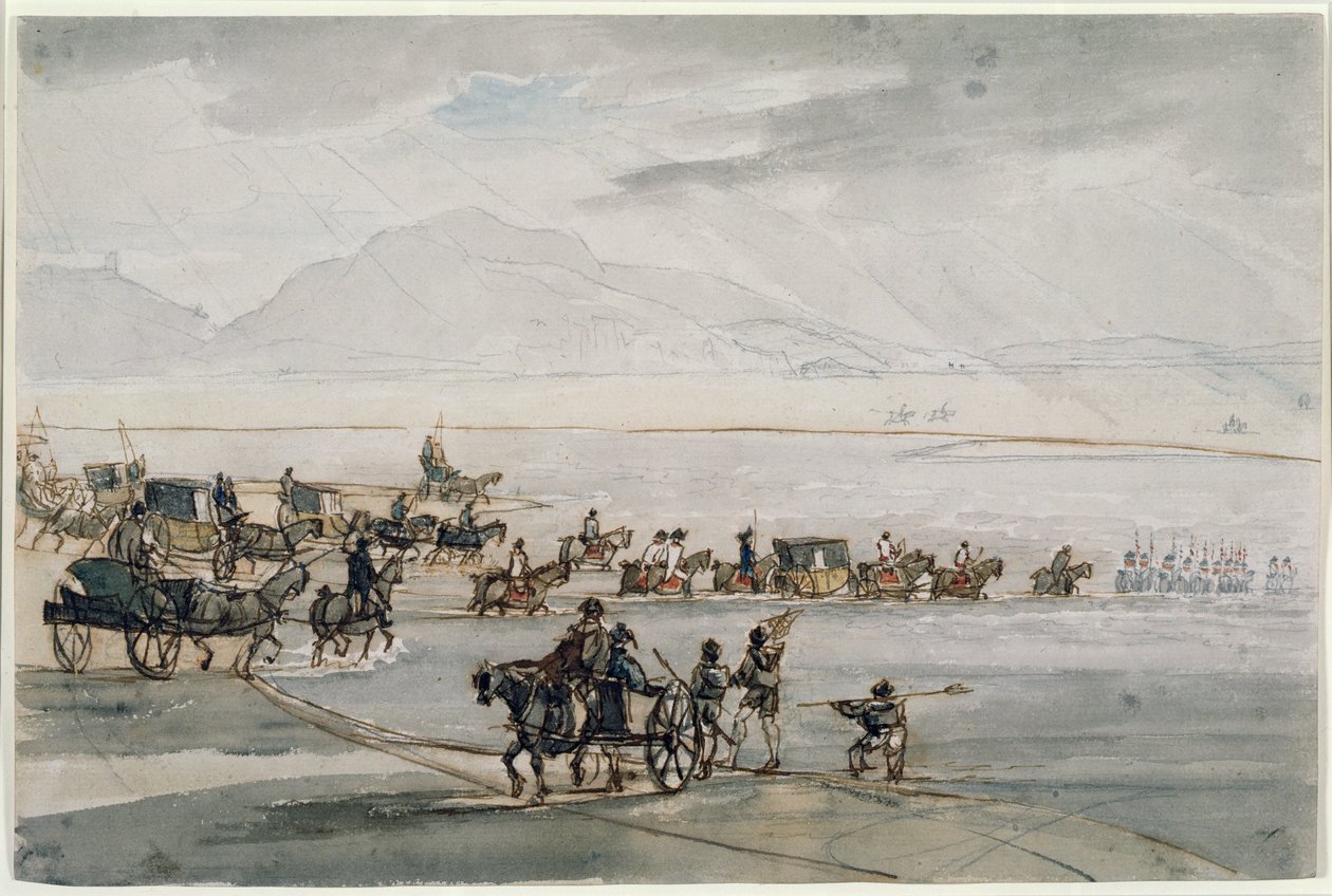 The High Sheriff of Lancashire Crossing Morecambe Sands by Thomas Sunderland