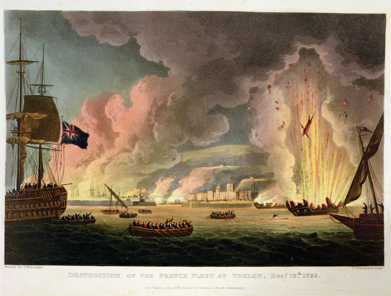 Destruction of the French Fleet at Toulon, 18th December 1793, engraved by Thomas Sutherland for J. Jenkins
