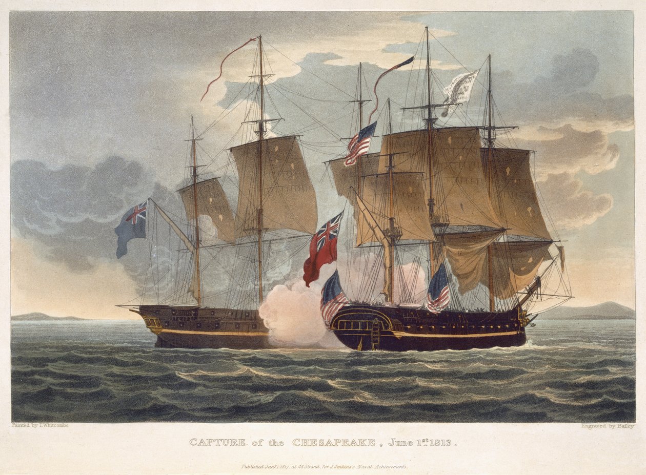 The Capture of the Chesapeake, June 1st 1813 by Thomas Whitcombe