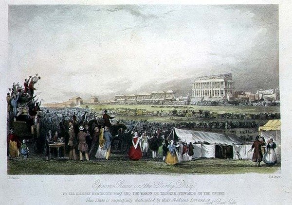 Epsom Races on Derby Day by Thomas Allom