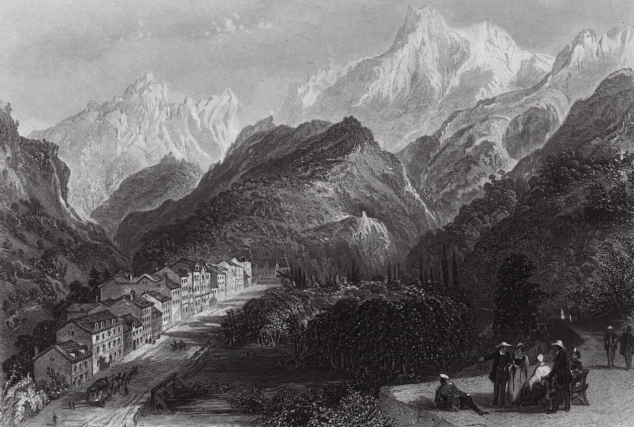 Eaux Bonnes, in the Pyrenees by Thomas (after) Allom