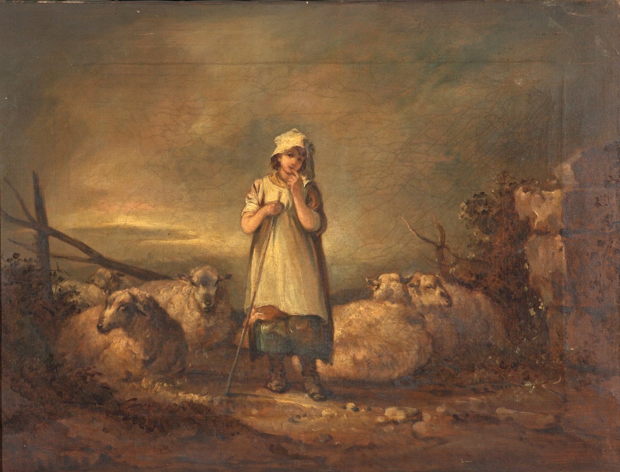 Gloucestershire Girl Keeping Sheep by Thomas Barker of Bath