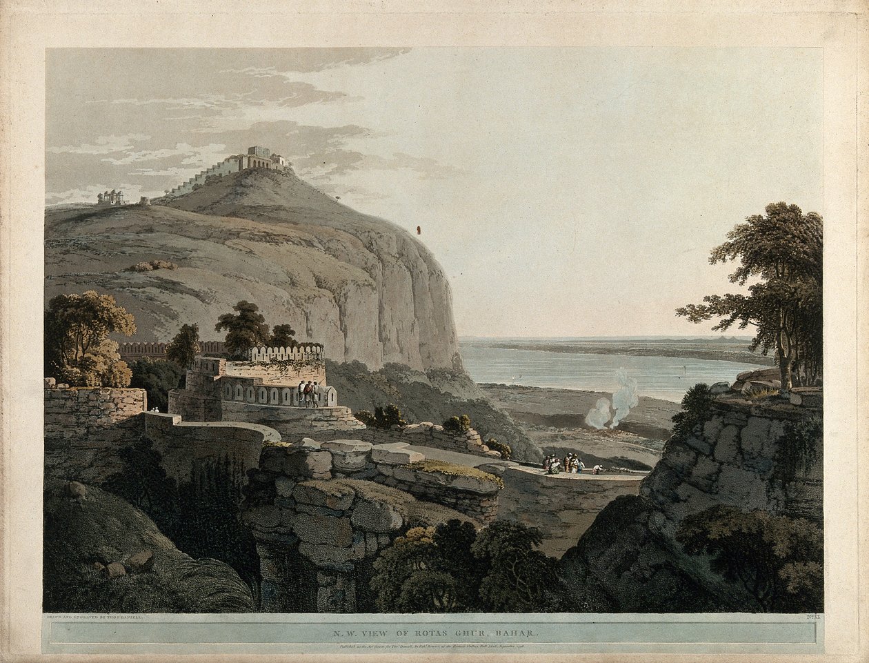 N.W. View of Rotas Ghur, Bahar by Thomas Daniell