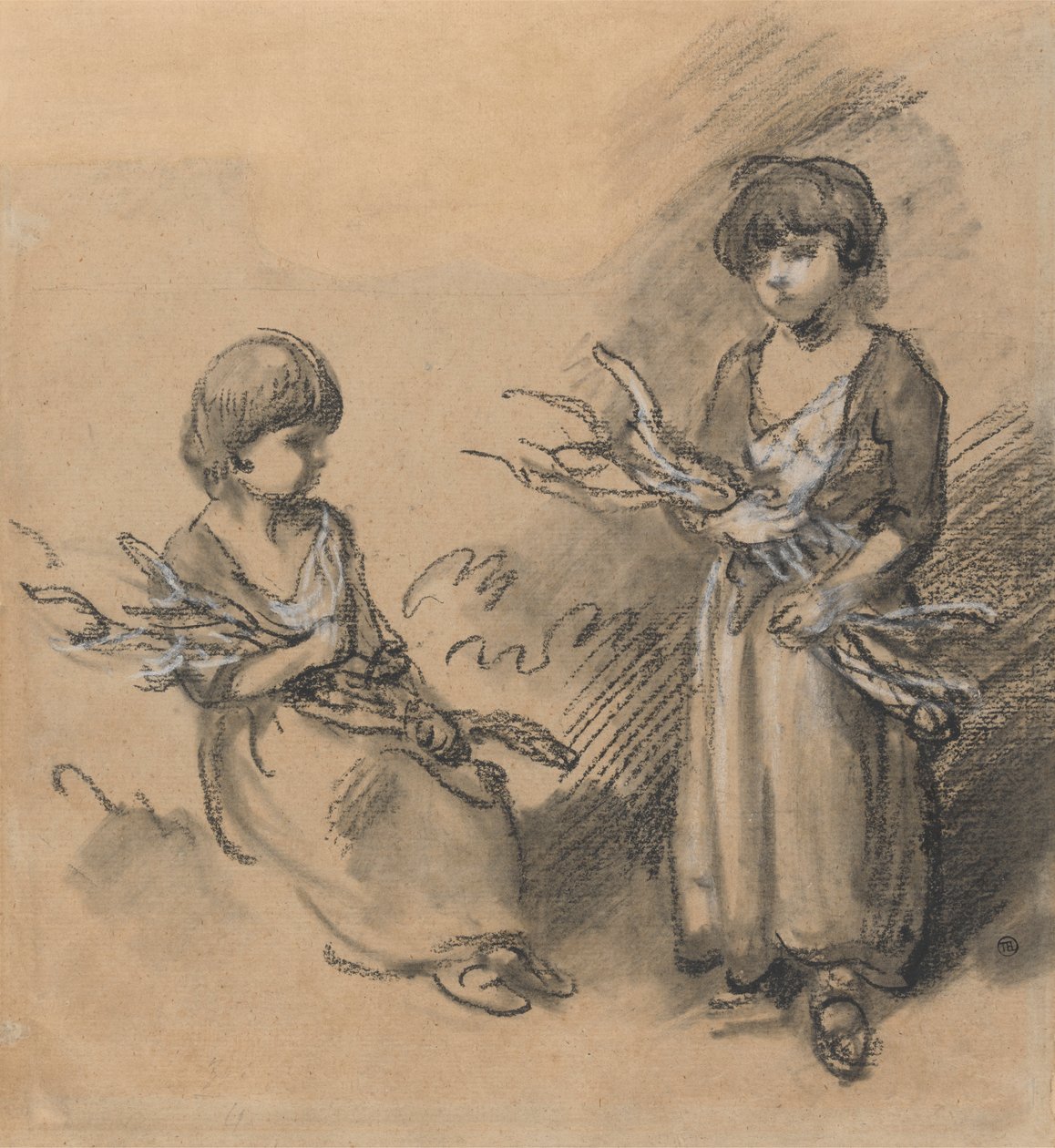 Studies of Girls Carrying Faggots by Thomas Gainsborough
