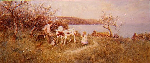 Feeding the Calves by Thomas James Lloyd