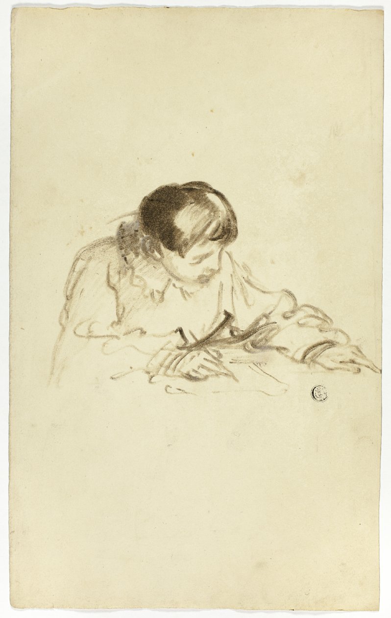 Boy Writing or Sketching by Thomas Jones Barker