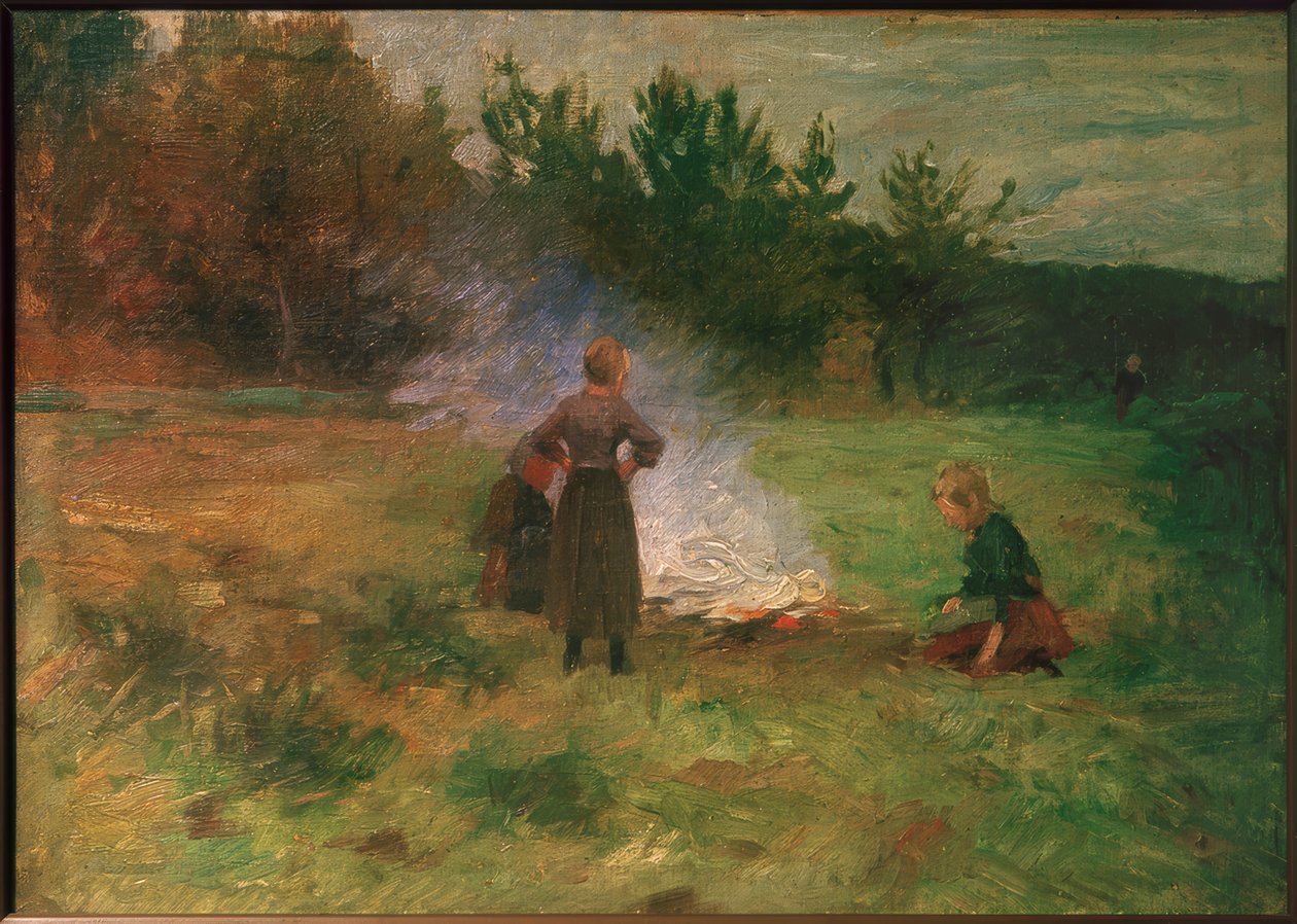 Girl by the Campfire by Thomas Ludwig Herbst