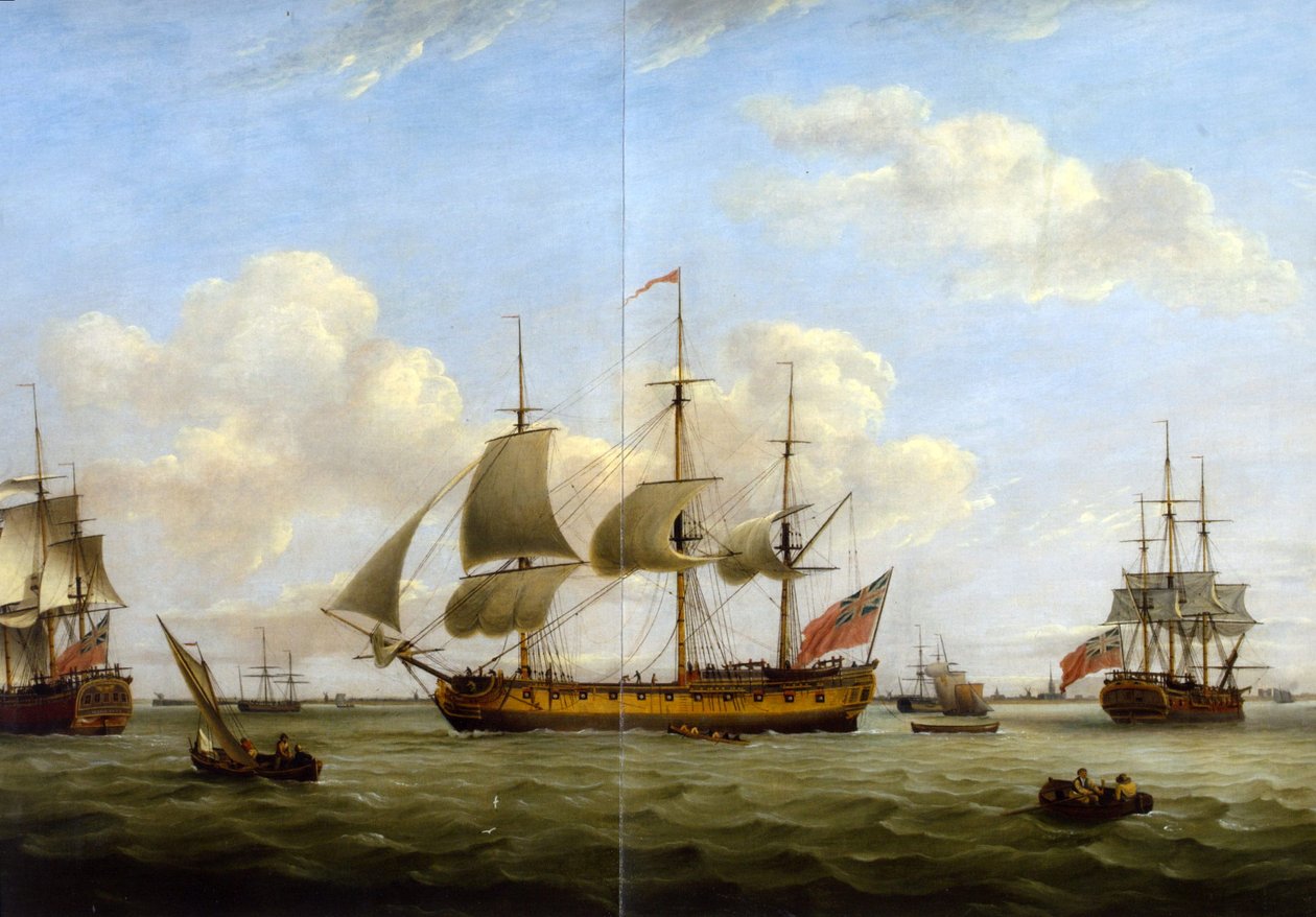 HMS Maria Anna-Earl of Chatham-Achilles by Thomas Luny