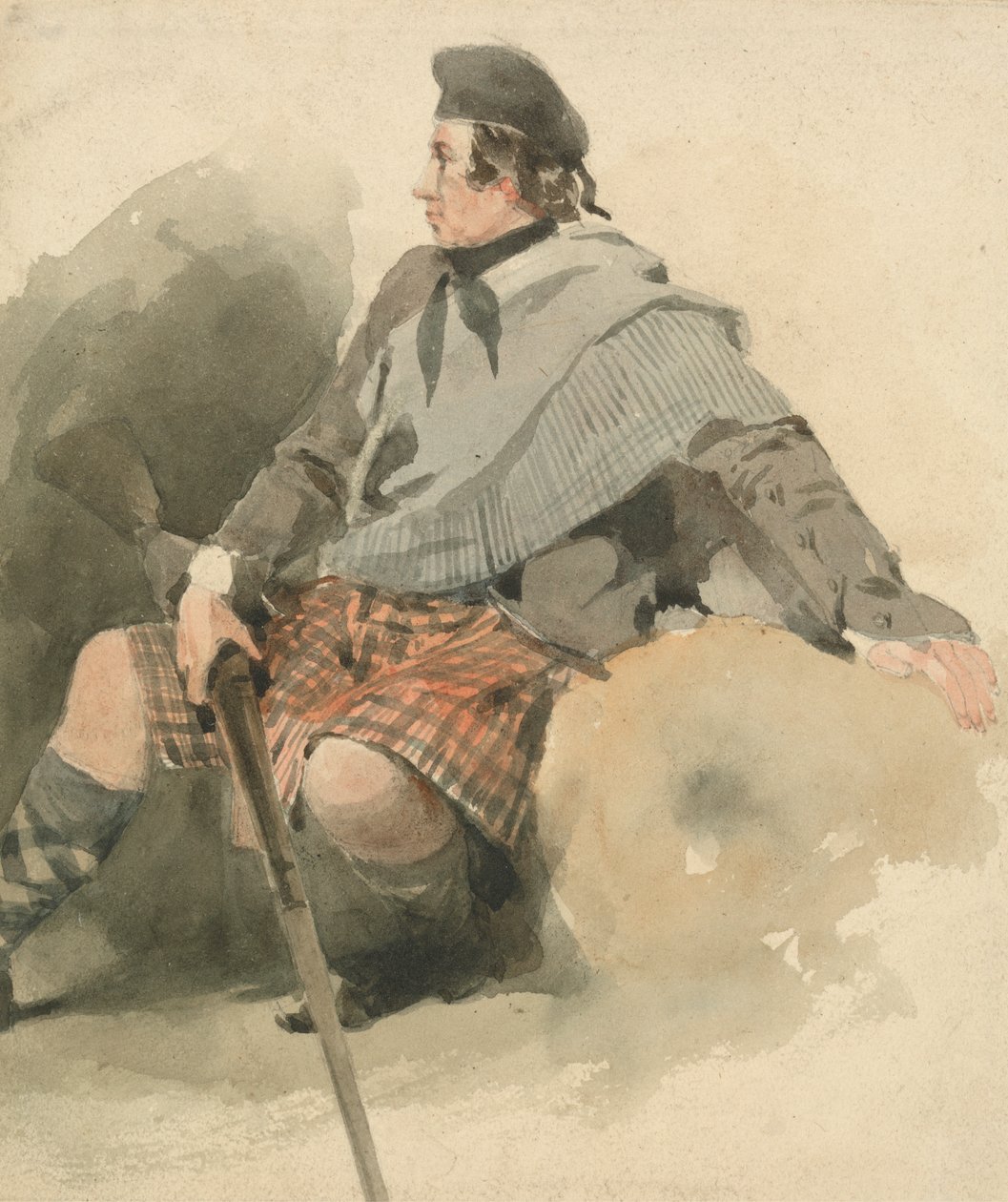 A Highlander Seated by Thomas Miles Richardson Sr.