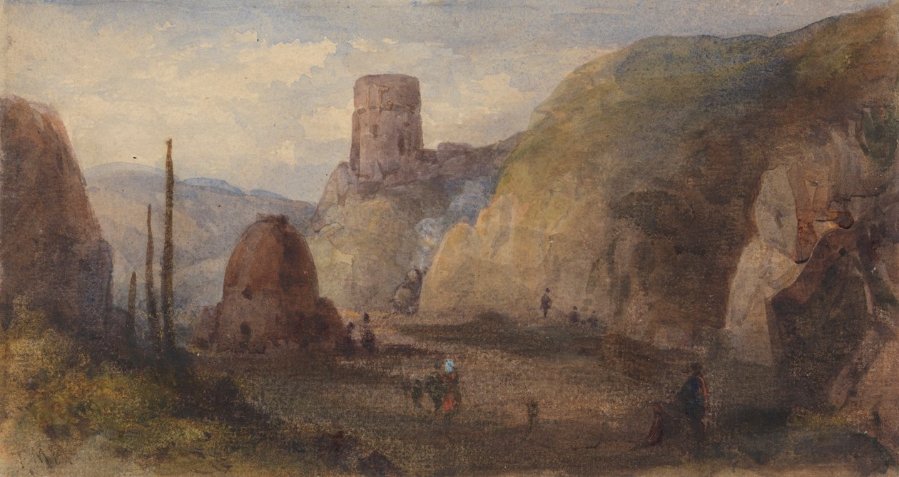 Rocky Landscape with Fort by Thomas Miles Richardson Sr.