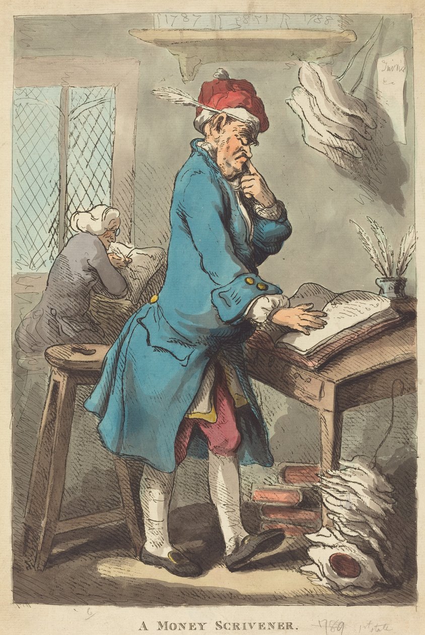 A Money Scrivener by Thomas Rowlandson