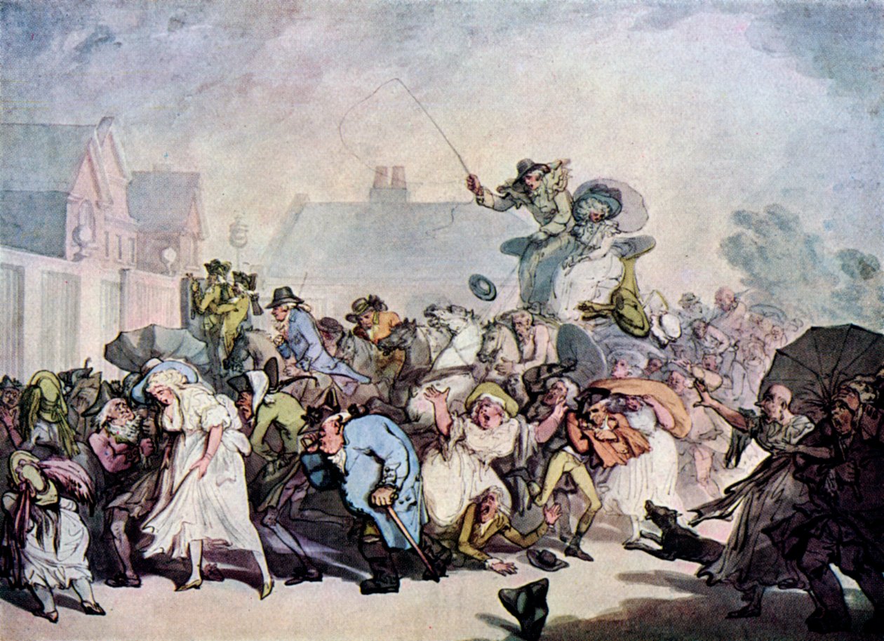 A Squall in Hyde Park by Thomas Rowlandson