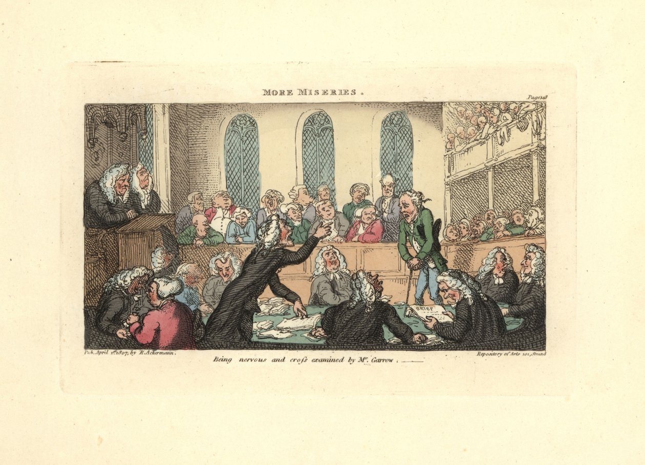 Being Nervous and Cross-Examined by Mr. Garrow by Thomas Rowlandson