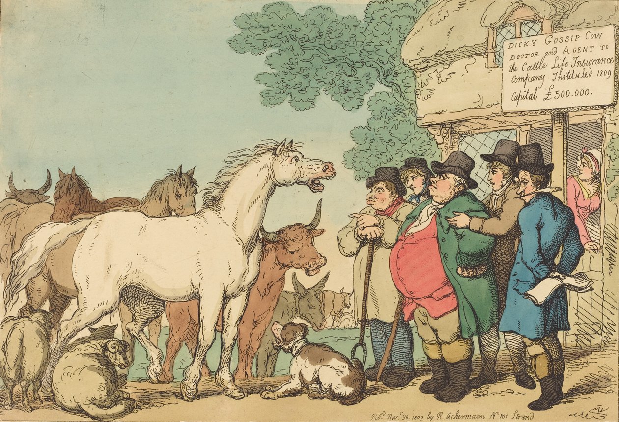 Insurable Cattle, published 1809 by Thomas Rowlandson