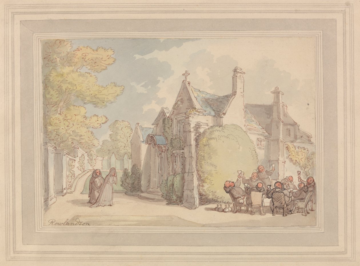 Monks Carousing Outside a Monastery by Thomas Rowlandson