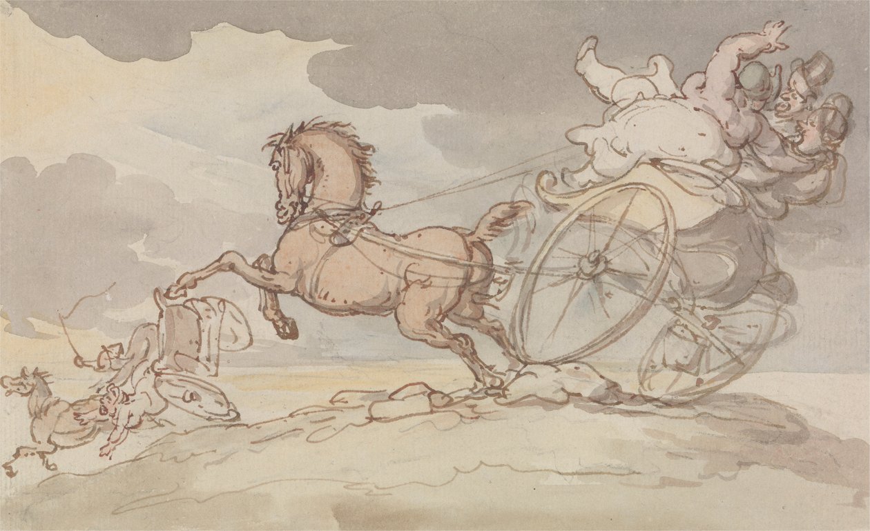 Two Gigs in Trouble by Thomas Rowlandson