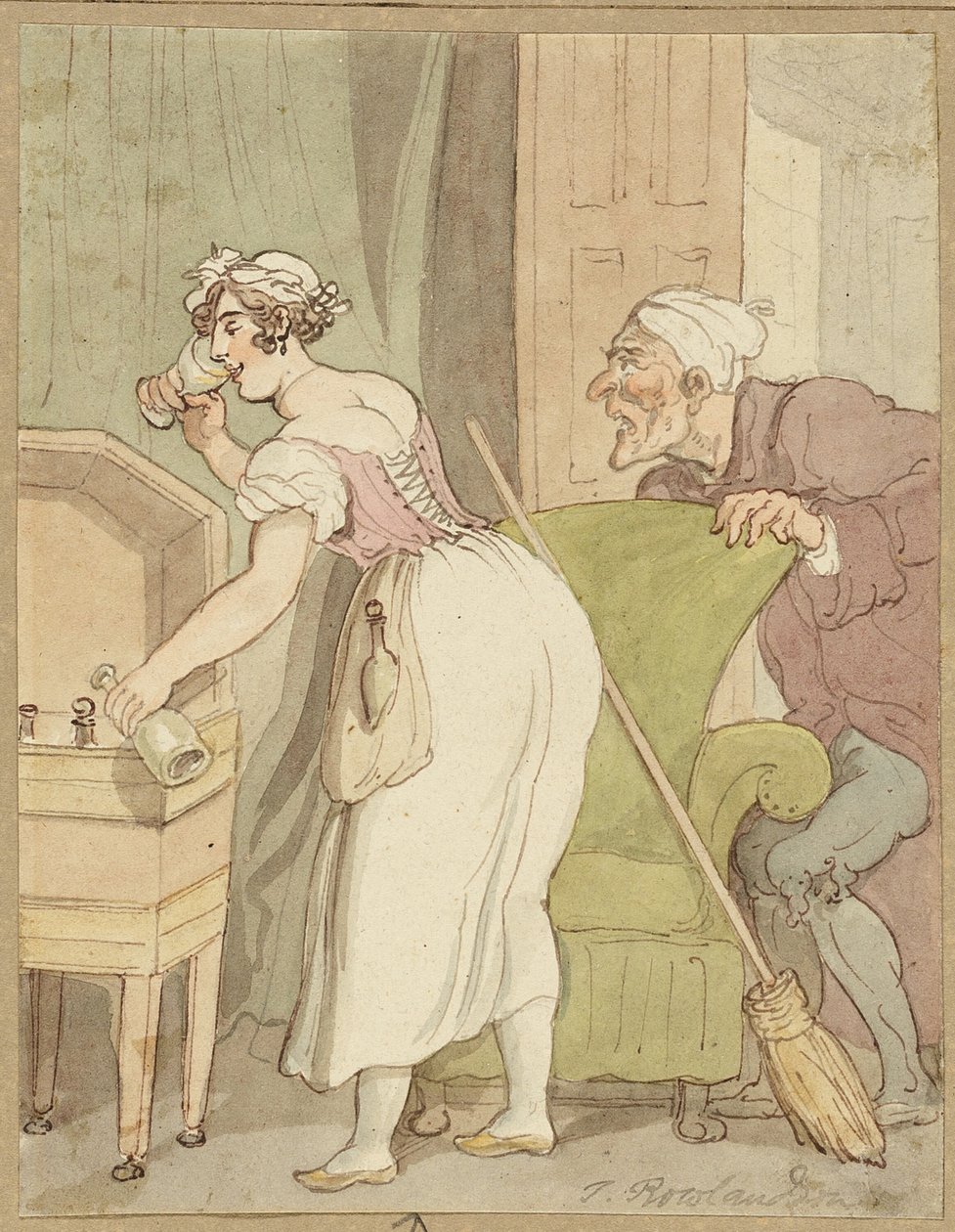 Woman Caught Stealing a Drink by Thomas Rowlandson