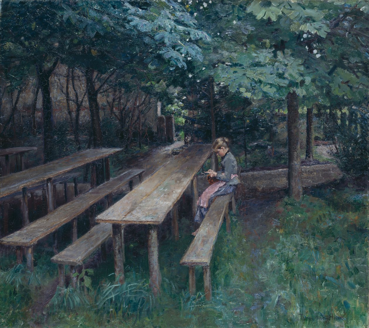 Beer Garden in Dachau by Thomas Theodor Heine