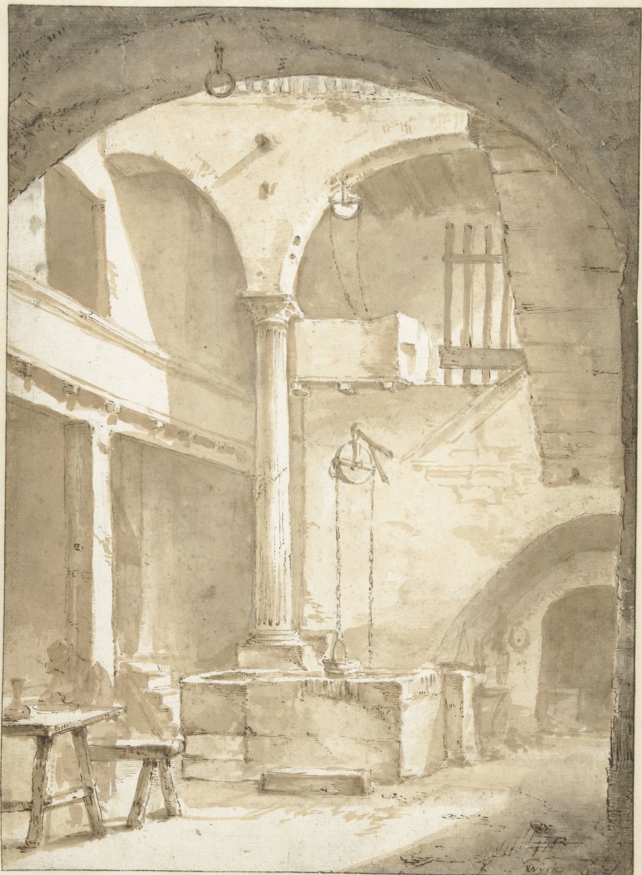 Italian Courtyard with a Well by Thomas Wijck