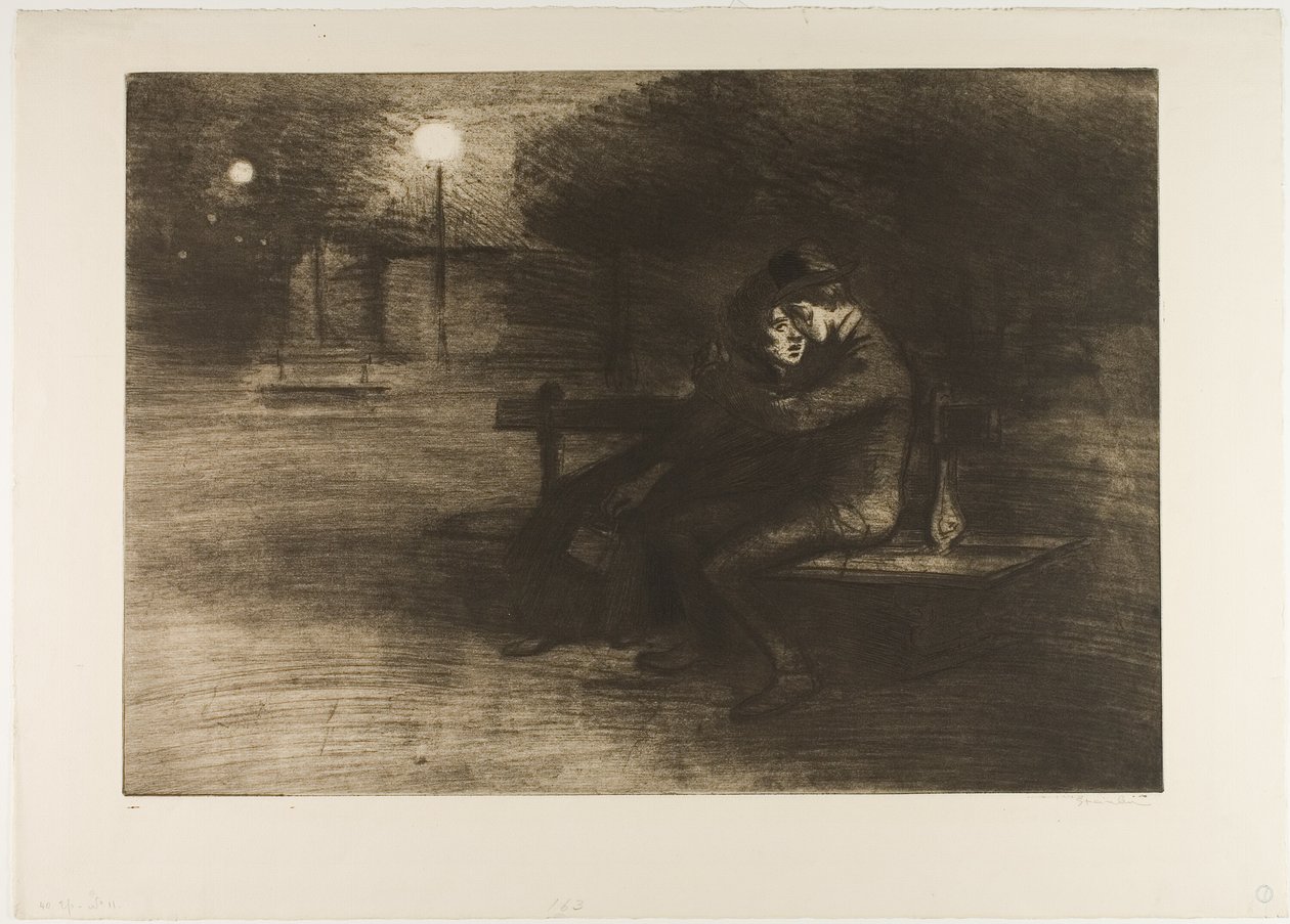 Lovers on a Bench by Théophile Alexandre Pierre Steinlen