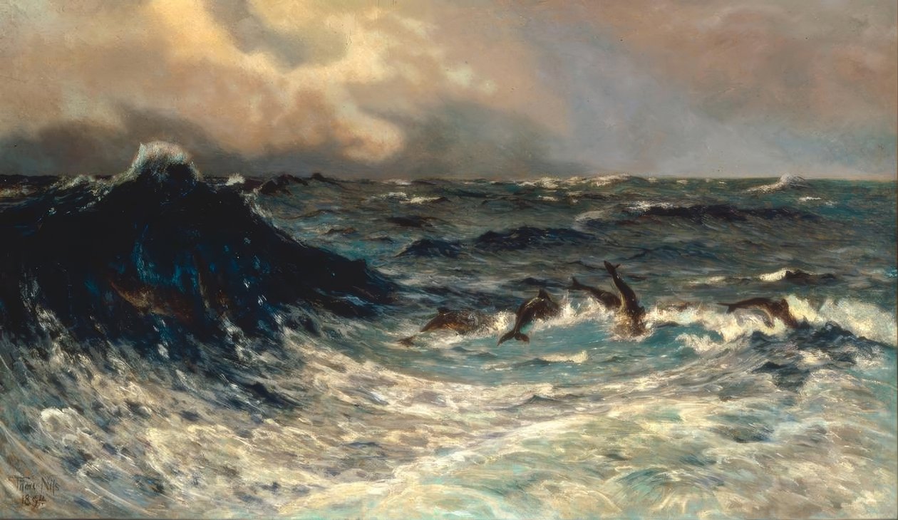 Rough Sea with Dolphins by Thorvald Niss