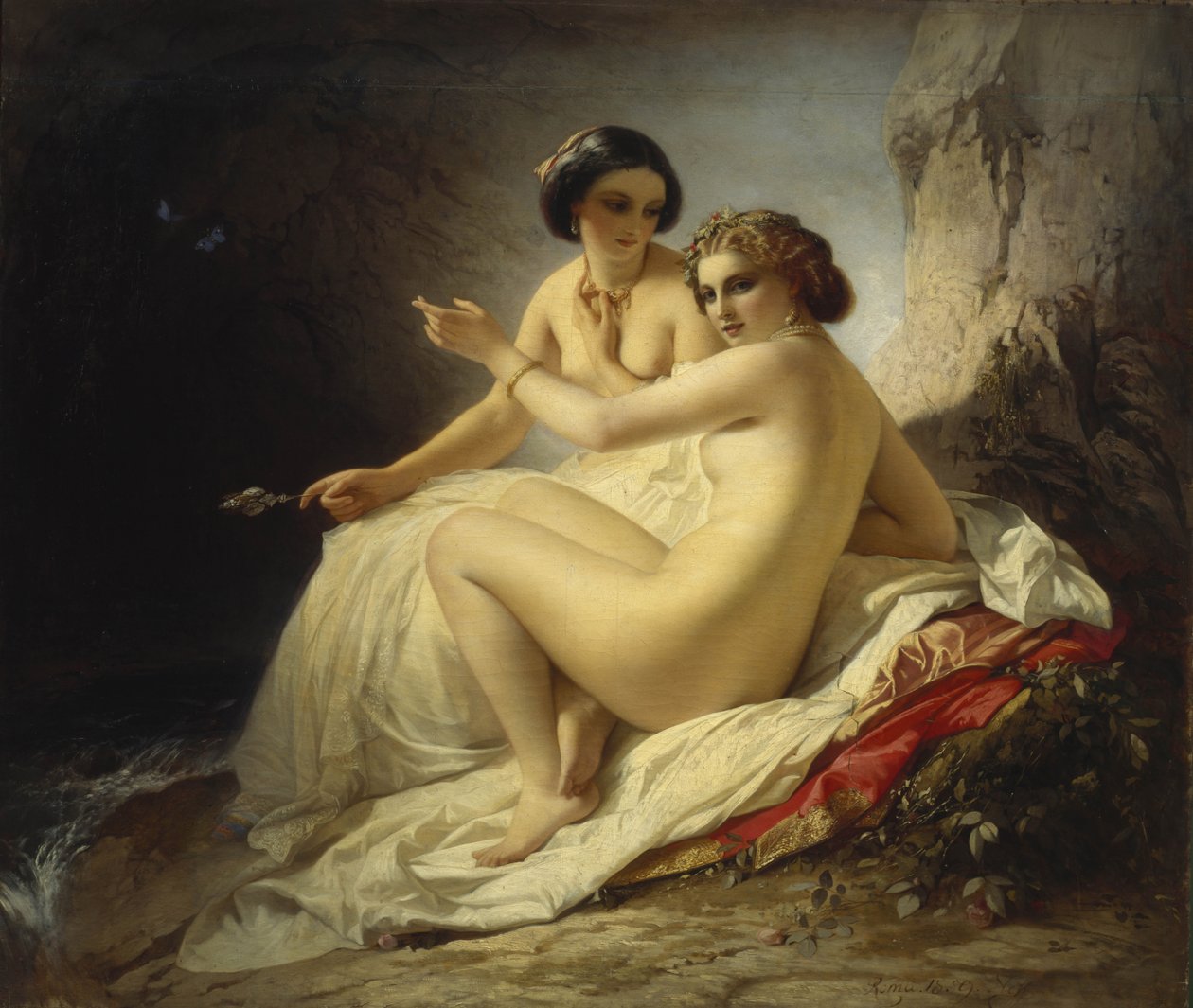 Two Girls in a Grotto (1859) by Timofei Andreyevich Neff
