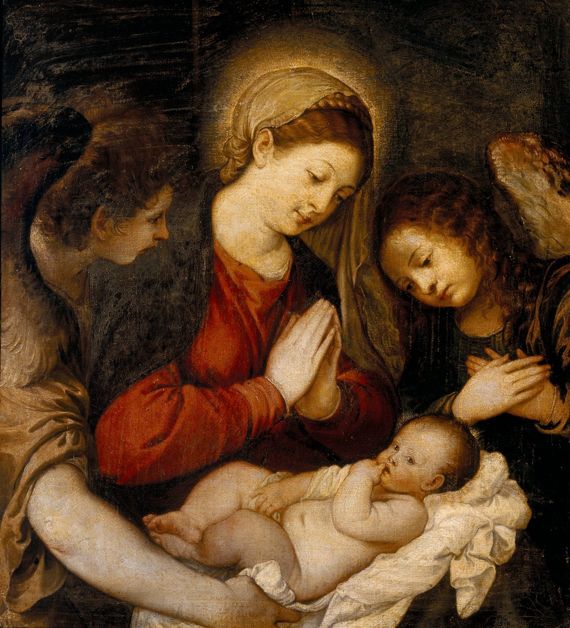 Adoration of the Child by Tiziano Vecelli