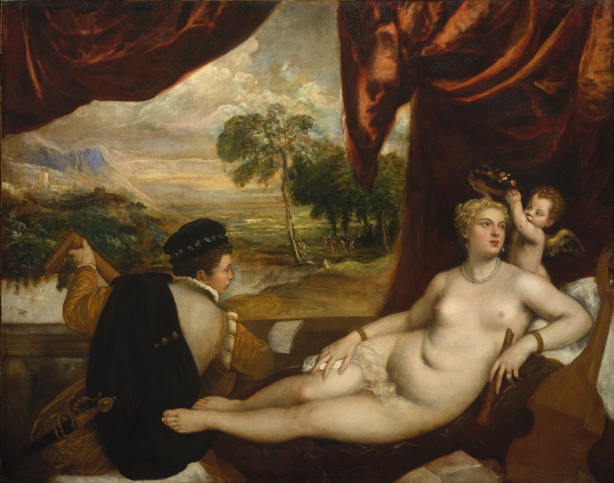 Venus and the Lute Player by Tiziano Vecelli