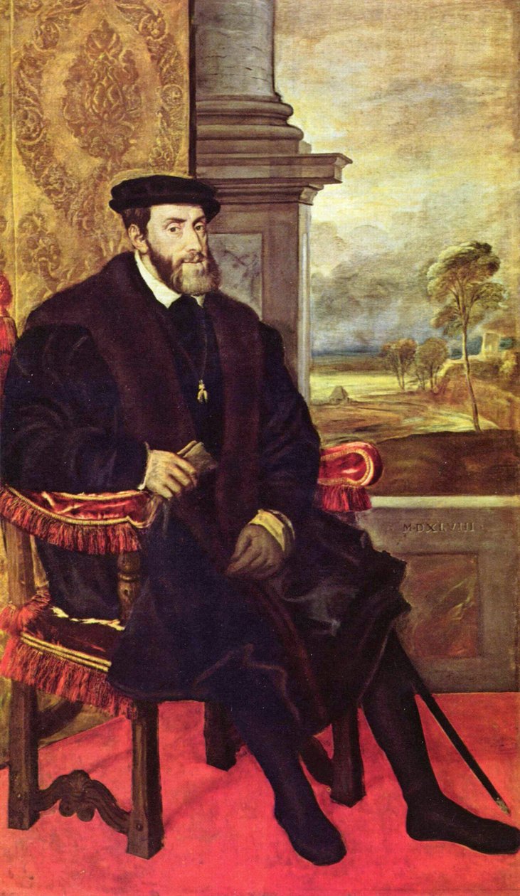 Portrait of Charles V in an Armchair by Tiziano Vecelli