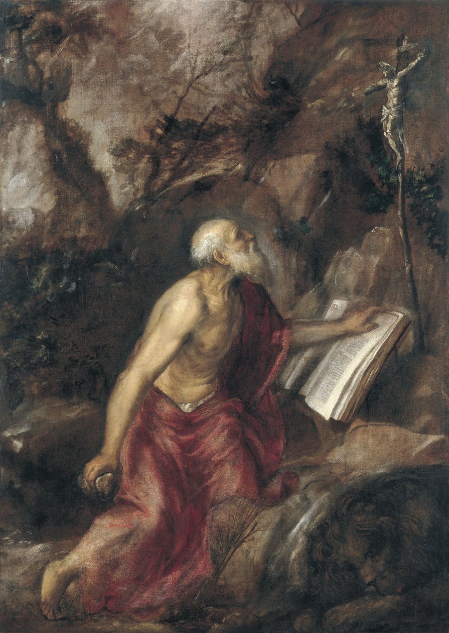 The Penitent Saint Jerome by Tiziano Vecelli