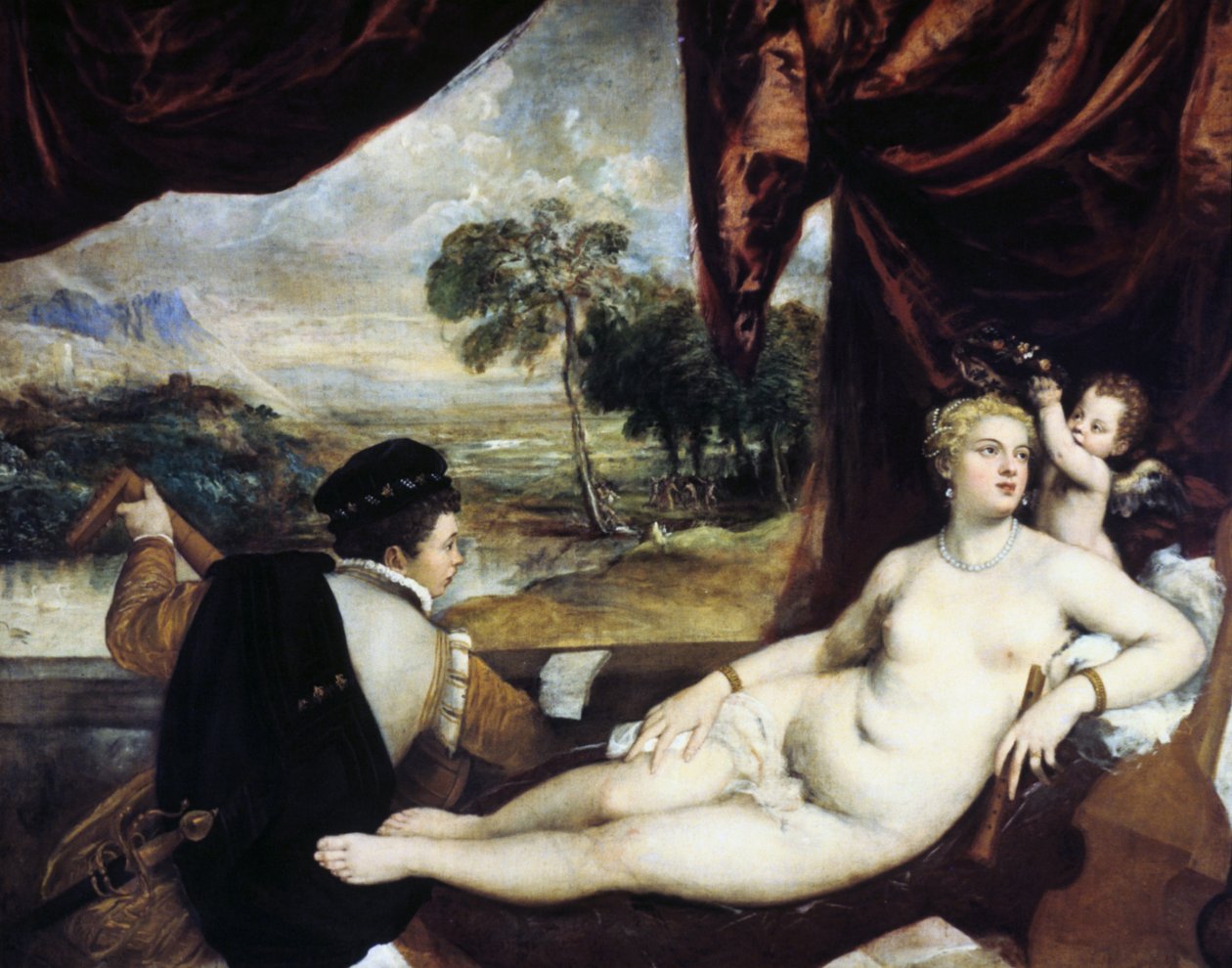 Venus and the Lute Player by Tiziano Vecelli