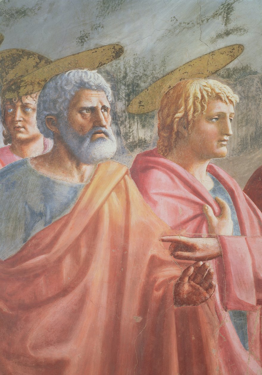 Tribute Money: St Peter commanded by Christ to catch a fish, also St. John the Evangelist, c.1427 by Tommaso Masaccio