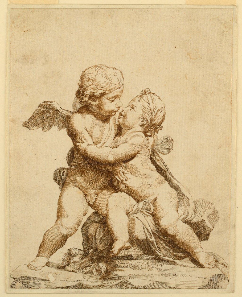 Two Cupids Kissing by Tommaso Todeschini