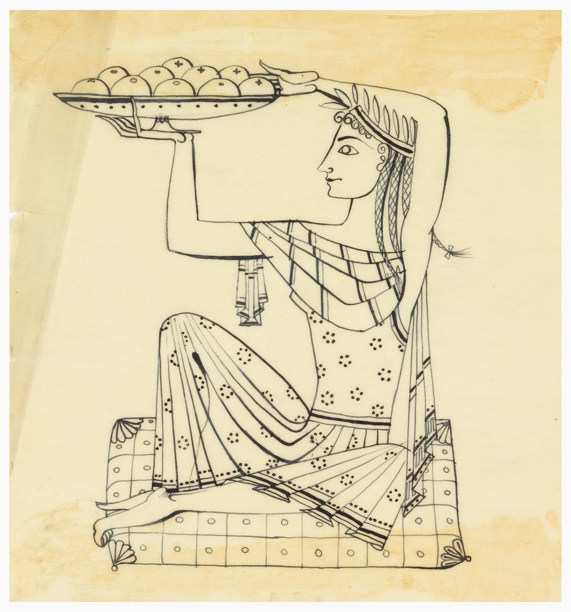 Design for Silver Engraving: Seated Woman by Tommi Parzinger